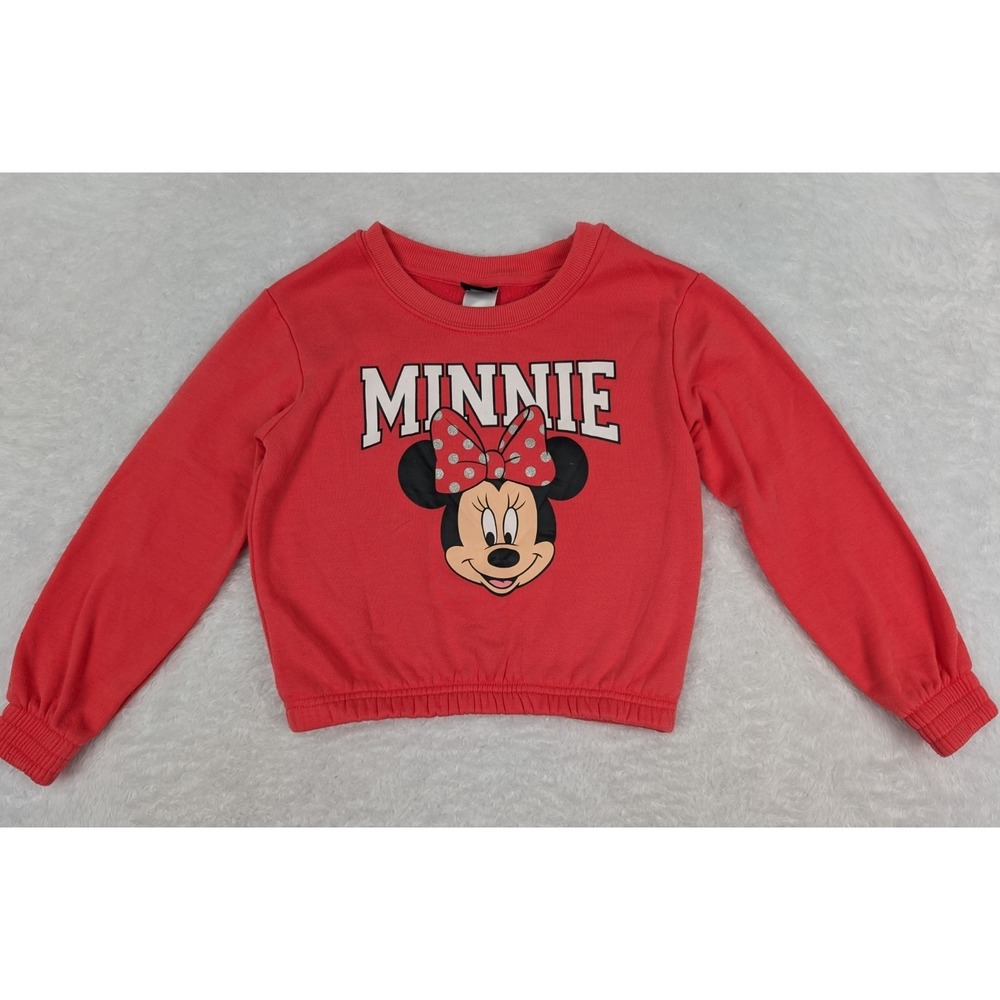 Disney Minnie Mouse Sweatshirt Youth Size M (7-8) Pink Long Sleeve Pullover